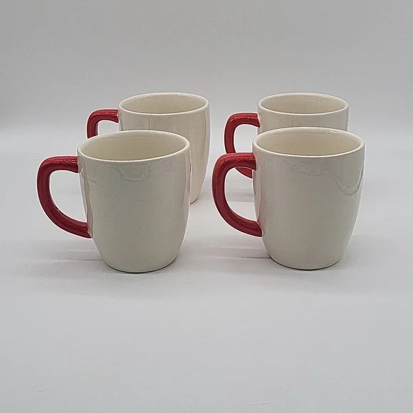 Rae Dunn Red Happy Holiday Nutcracker Mugs x 4 - Picture 2 of 9